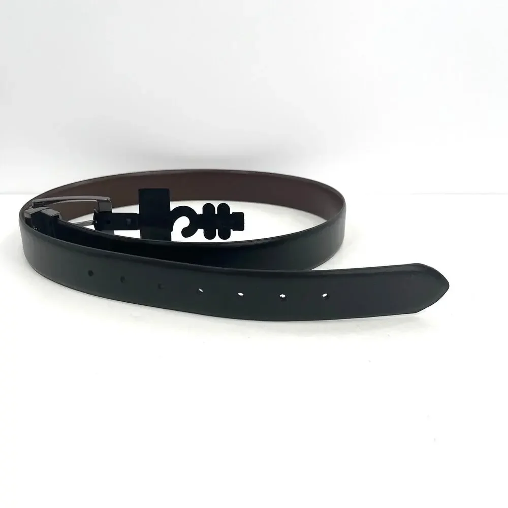 Steve Madden men’s reversible black brown square buckle belt